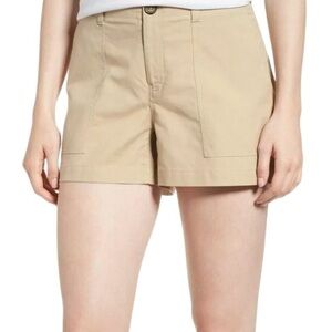 Nordstrom Signature Women's Cotton Blend Beige Cement Shorts